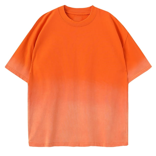 Camiseta de Seda de Hielo de los Hombres, Verano Nuevo Suelto Gradiente de Color Casual Top para Uso Al Aire Libre Y Diario, Camiseta de Moda Ligera