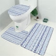 thumbnail image 2 of Blue Striped Geometric Pattern Bathroom Rugs Sets 3 Piece,Toilet Cover Set,Absorbent Non Slip Bathroom Mats Sets with U-Shaped Contour Rug Toilet Rug Set, 2 of 5