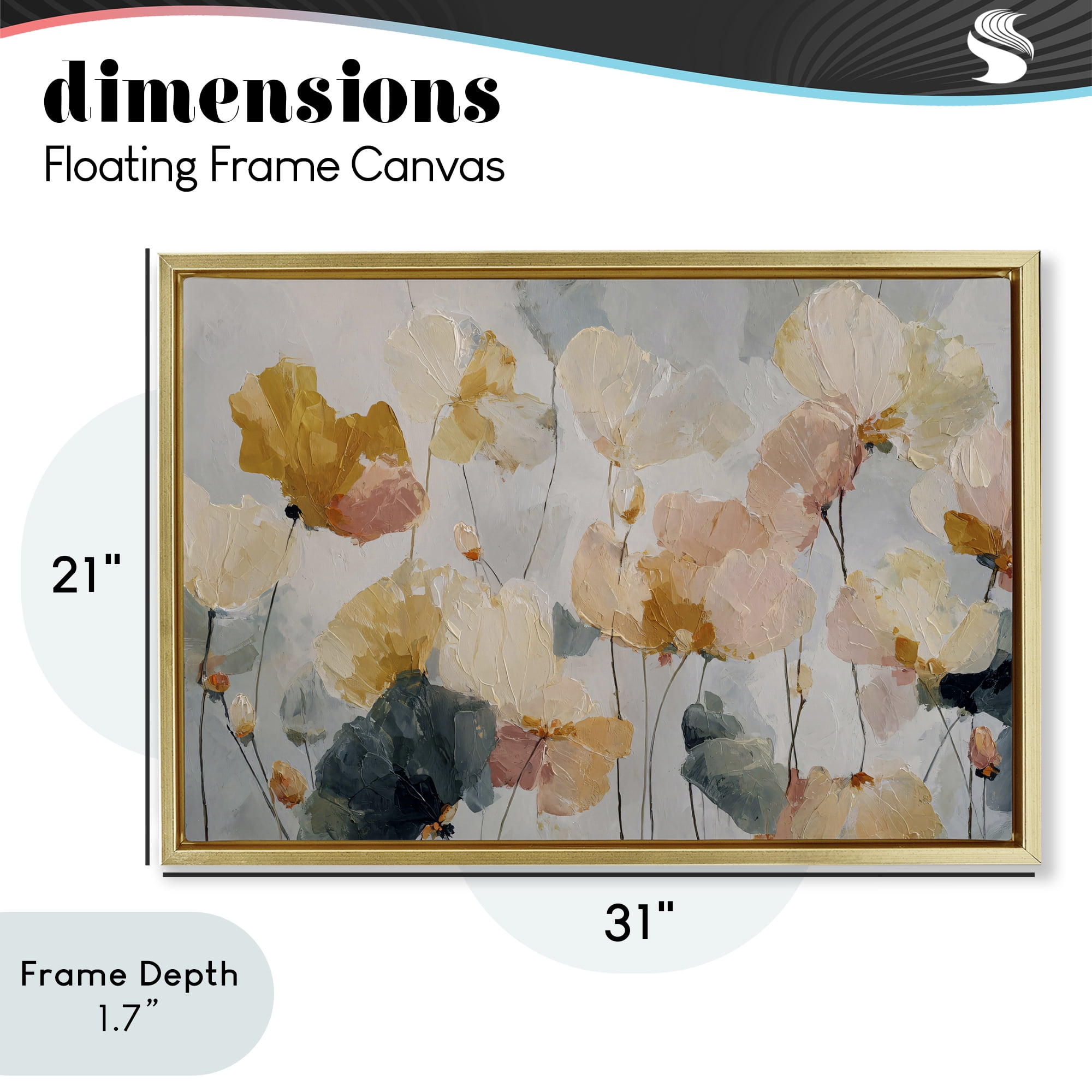 Stupell Industries Abstract Brushed Petals Gold Framed Floater Canvas Wall Art, design by Jacky Ngan
