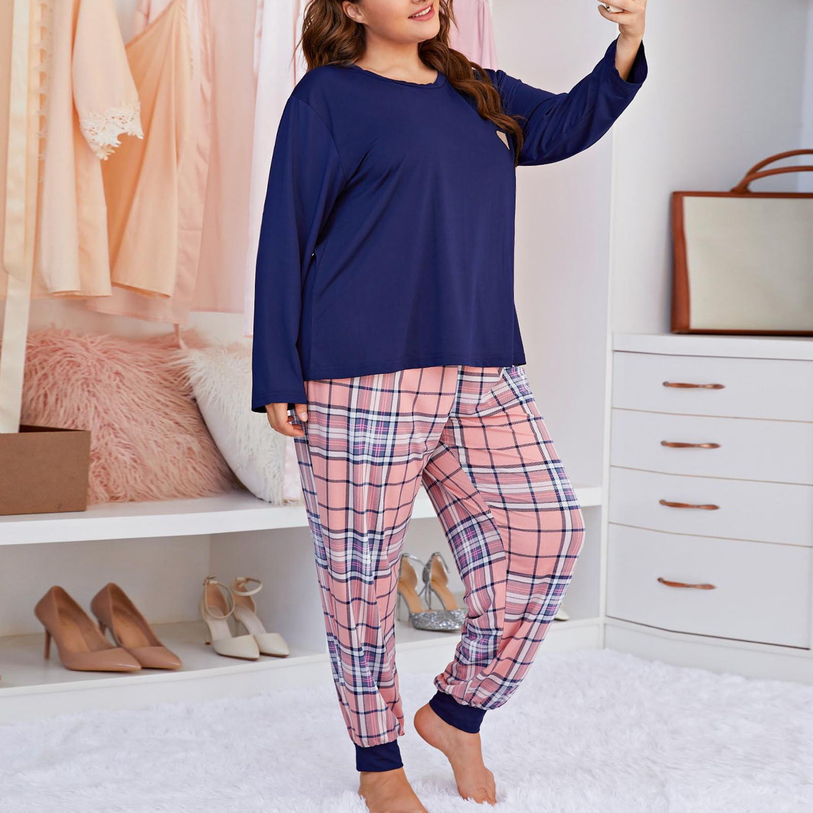 Plus size button up pajama set hotsell