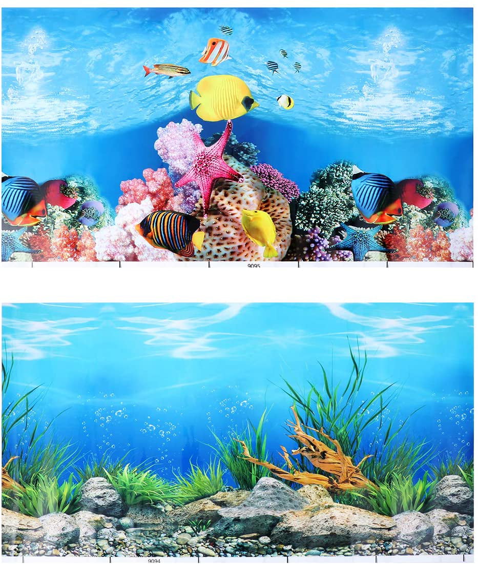 3D Adhesive Coconut Tree Beach Poster Aquarium Fish Tank Background Poster Sticker Aquarium Decoration Wallpaper 91 * 50cm
