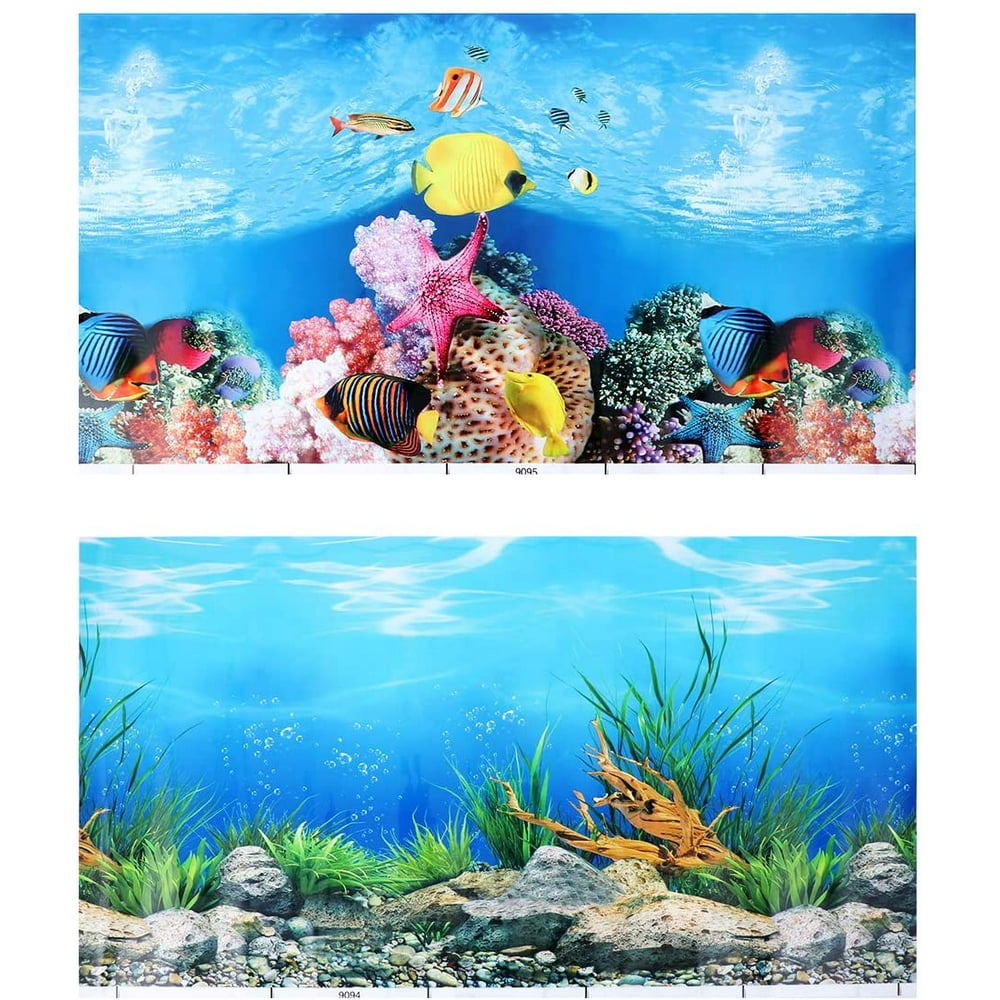 Windfall Aquarium Background Sticker,3D DoubleSided Adhesive Wallpaper