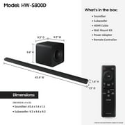 Samsung HW-S800D 3.1.2 Ch Soundbar and Subwoofer with Wireless Dolby Atmos and 2 Year Amber Protection Plan (2024)