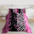 thumbnail image 3 of Homewish Girly Pink Fashion Bedding Comforter Set, Leopard Cheetah Print Twin Comforter Sets, Kawaii Cartoon Ribbon Bow Reversible Bedding Set, Super Cozy Room Decor, 2-Piece, 3 of 9