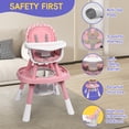 thumbnail image 6 of Tolead 15-in-1 Convertible Feeding High Chair with Activity Center, 2-in-1 Baby Highchair & Activity Center, Pink, 6 of 7