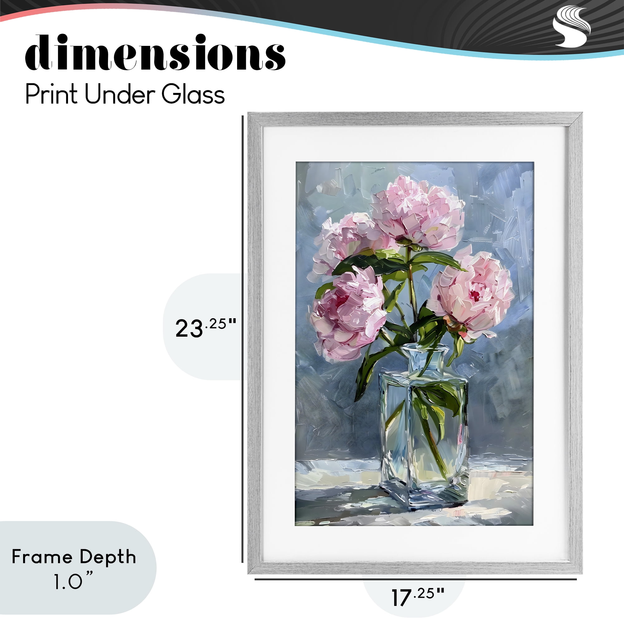 Stupell Industries Beautiful Pink Pastel Peonies Gray Framed Print Under Glass, design by Creative Studio