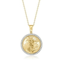 Ross-Simons 0.50 ct. t.w. Diamond Replica Liberty Coin Pendant Necklace in 18kt Gold Over Sterling, Women's, Adult