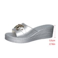 thumbnail image 5 of KEGIRLOM Women's Casual Versatile Style Metal Buckle Wedge Heel Plus Size Shoes Spring/Summer Style Trendy Multi-Color Lightweight Sandals. Silver 5.5, 5 of 9
