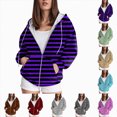 thumbnail image 4 of Towmus Zip Up Hoodies for Women Casual Hooded Striped Sweatshirt Womens Trendy Oversize with Pockets for Fall Winter, 4 of 6