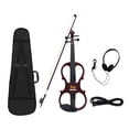 thumbnail image 1 of Violon Électrique 4/4 Corps en Érable avec Finition Rouge Vin – Inclut Archet, Câble, Casque, Pont et Chiffon dans un Étui Résistant à l'Eau / avec Contrôles de Volume/ton, Ports de Ligne/micro/téléphone / Ébène, 1 of 6