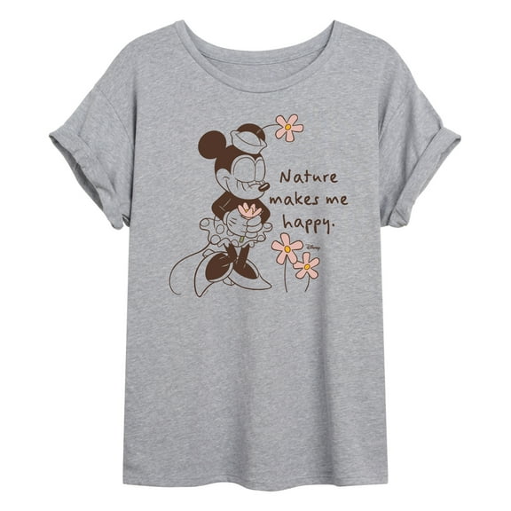 Disney - Minnie Nature Makes Me Happy - Juniors Ideal Flowy Muscle T-Shirt