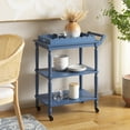 thumbnail image 2 of SAFAVIEH Haven 3-Tier Wood Kitchen Serving Cart, Blue, 2 of 16