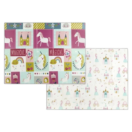 Dream On Me Play Time Reversible Baby Play Mat |Foldable Extra Large Thick Foam Crawling Playmats For Toddlers|Waterproof Portable Playmat For Babies | Yoga/Picnic/Game Mat|Indoor/Outdoor