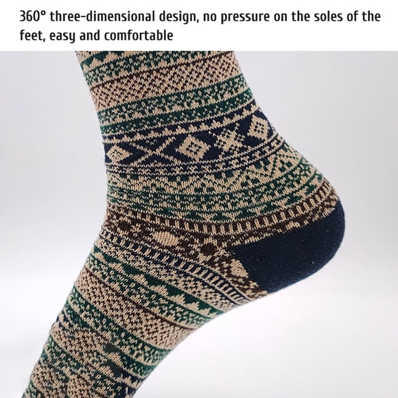 5 pares de calcetines de lana para mujeres y hombres, calcetines vintage cálidos y gruesos y acogedores, calcetines suaves informales de punto