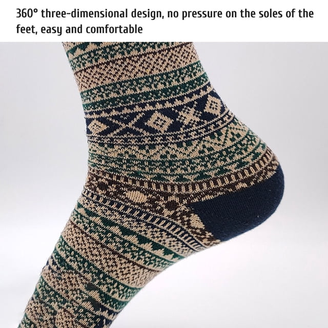 5 pares de calcetines de lana para mujeres y hombres, calcetines vintage cálidos y gruesos y acogedores, calcetines suaves informales de punto