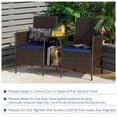 thumbnail image 4 of Patiojoy Patio Loveseat 2 Person Cushioned Seats With Center Table Outdoor Rattan Furniture Set Navy, 4 of 7