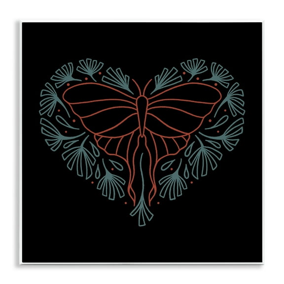 Stupell Industries Heart Shaped Celestial Moth Animals Painting Unframed Art Print Wall Art, 12 x 12