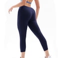 thumbnail image 4 of High Waisted Leggings for Women Buttery Soft Full Length Capri Workout Yoga Pants with Pocket Navy L, 4 of 7