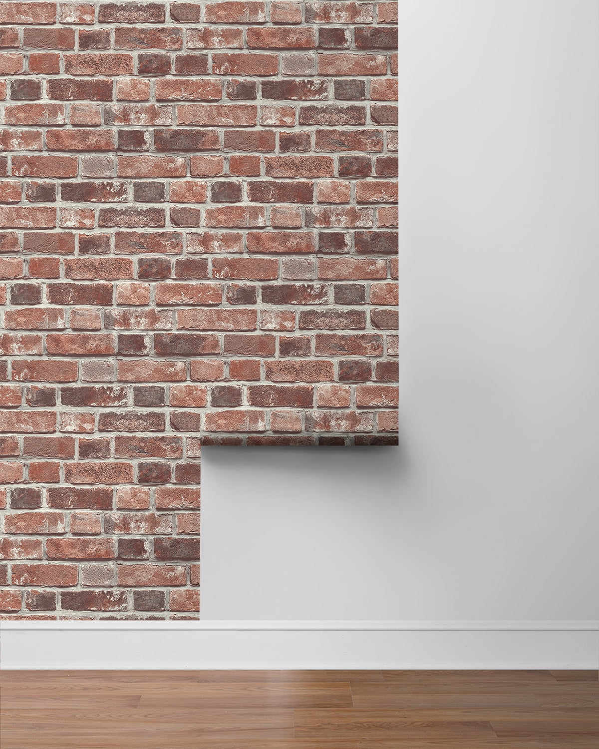 Seabrook Designs  Distressed Red Brick Prepasted Wallpaper - 20.5 in. W x 33 ft. L