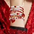 thumbnail image 5 of Love Bracelets for Women Bead Bracelet Set Love Heart Boho Cute Pink Red Stackable Stretch Jewelry Valentine's Day Bracelets Stretch Bracelets for Women Red Heart Charms Bracelets Holiday Party Gifts, 5 of 6