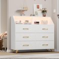 thumbnail image 4 of Commode à 6 Tiroirs avec Station de Recharge et Tablette de Rangement, Commode en Bois avec 5 Pieds en Métal, 4 of 7