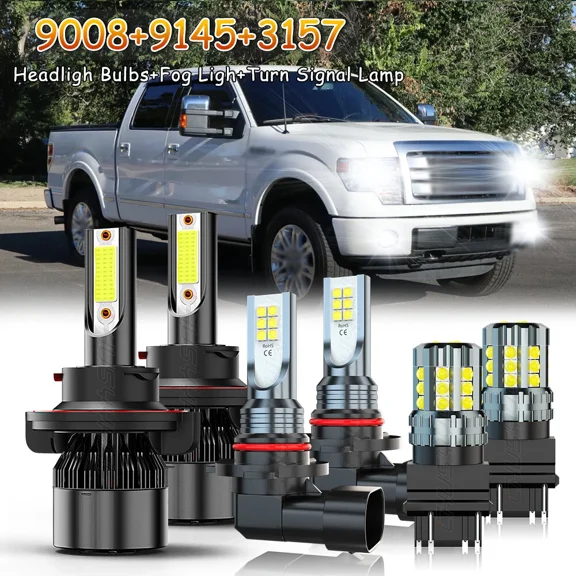 For 2004-2013 2014 Ford F150 6X LED Headlight Hi/Lo   Fog Bulbs Turn Lamp