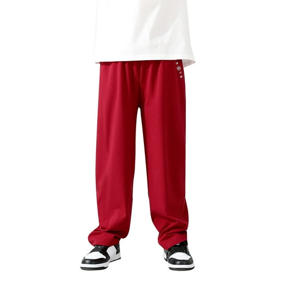 Sweatpants Boy Athletic Pants with Pockets Drawstring Basic Kids Red Sweatpants Boys Pants Size 4-5 Years