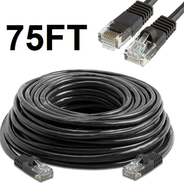 Cablevantage New 75ft 25m Cat5 Patch Cord Cat5 Cable 350mhz Ethernet Internet Network Lan Rj45 Utp For Pc Ps4 Xbox One Modem Black Walmart Com Walmart Com