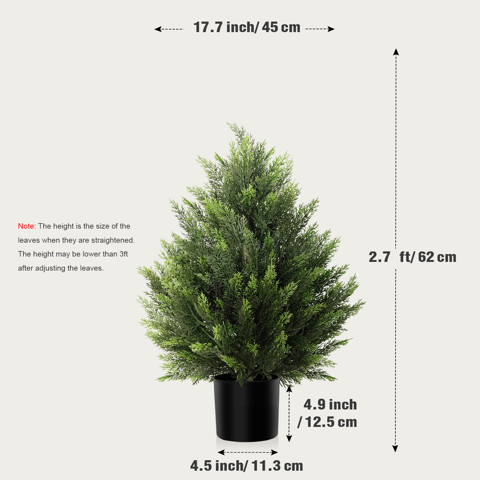 OLIVIVI Artificial Cedar Tree 2FT Tall Faux Silk Plant for Home Office Decor Indoor Outdoor Fake Lifelike Potted Tree with Wood Branches 1 pack