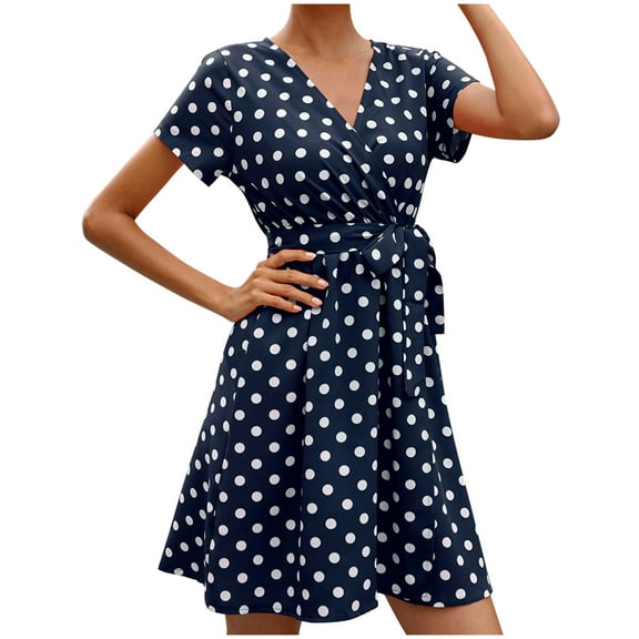 LYXSSBYX Womens Dresses Short Sleeve Women's Summer Print Dress Short Sleeve Dress Tight Dress Beach Dress Sun Dress Ruffled Flowy Mini Dress