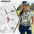 thumbnail image 5 of COEQINE Short Sleeve Golf Shirts for Women V Neck 1/4 Zip Moisture Wicking Golf Tops Blue Butterfly and Mandela Print Soft Quick Dry Fit Polo Shirts Workout Tennis Activewear, L, 5 of 7