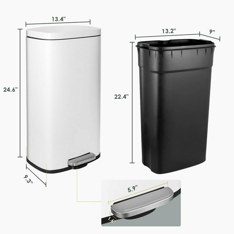 LAZY BUDDY 30 Liter 8 Gallon Trash Can with Foot Pedal, Stainless