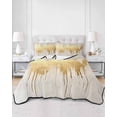 thumbnail image 3 of Modern Gold Twin Size Down Alternative Comforter, Lightweight Comforter Quilt Bedding Set with Pillow Shams Abstract Minimalist Grunge Art Color Block All Seasons Bed Comforter Duvet Insert 68"x86", 3 of 7