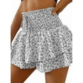 thumbnail image 2 of Women'S High Waist Ruffle Mini Shorts Cute Tiered Short Shorts with Shorts Underneath Grey M, 2 of 7