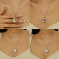 thumbnail image 5 of Juwaliy Couple Necklace for Women 925 Sterling Silver 15MM Heart January Birthstone Rose Flower Pendant Promise Engagement Jewelry Valentine's Day Gift for Her Wife Bride, 5 of 10