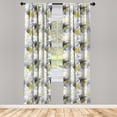 thumbnail image 2 of Ambesonne Palm Curtains, Tropical Leaves Circular Shape, Pair of 28"x95", Dark Yellow Pale Grey, 2 of 4