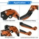 thumbnail image 4 of Palancas de freno y embrague cortas largas para Yamaha YZF R1 02-03, ajustables en 6 posiciones, palanca de freno de motocicleta de aleación de aluminio, cabeza naranja mango negro, 4 of 6