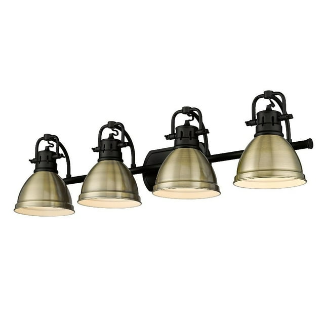 Duncan Coiffeuse 4 Lumières en Noir Mat et Laiton Vieilli