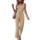 thumbnail image 2 of Elegantes de Verano para Mujer, Sin Mangas, con Cuello en U, Informales, de Pierna y Pantalones Largos 2025, Caqui, Talla XL, 2 of 9