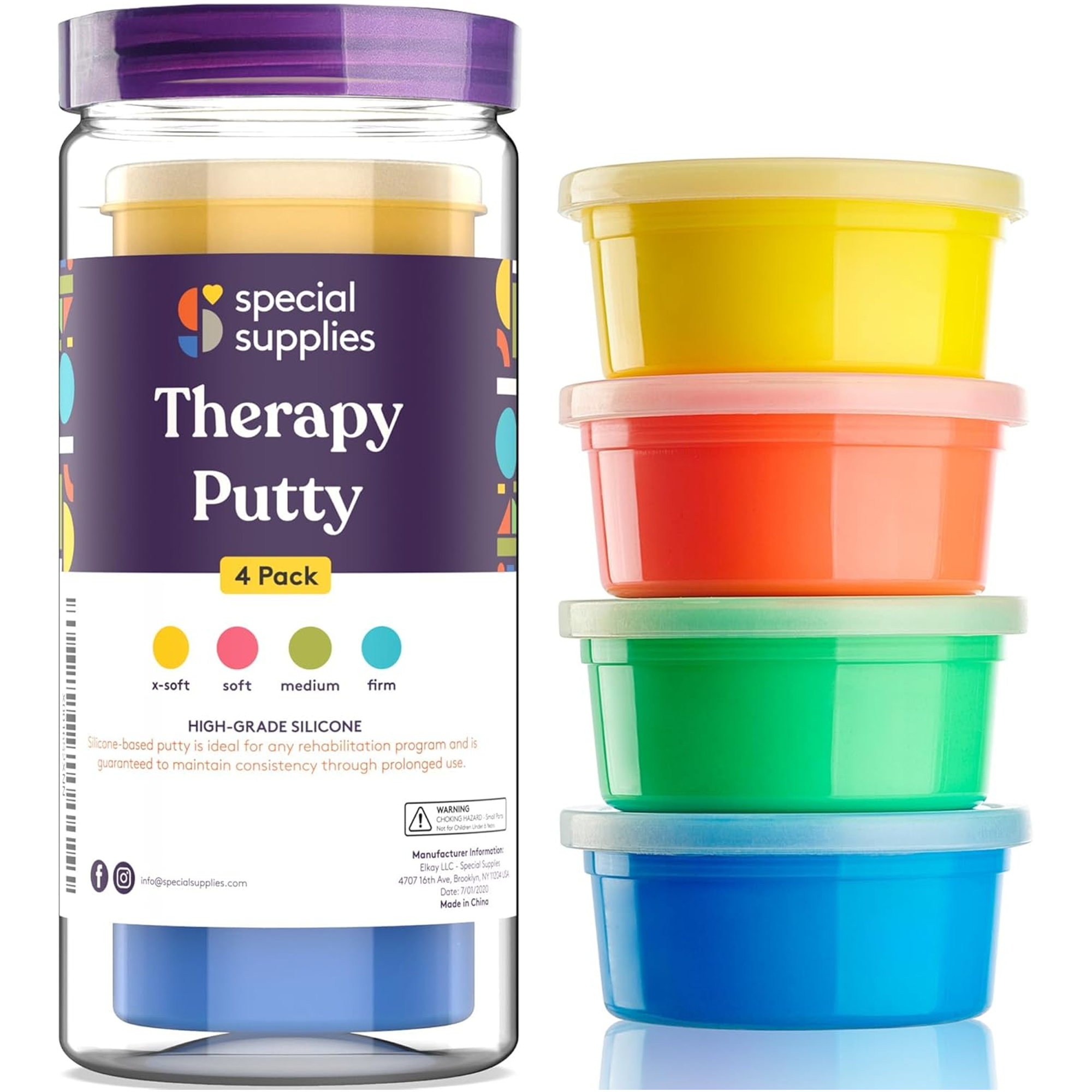 Special Supplies Therapy Putty for Kids and Adults - Hand Therapy Putty for Strength, Motor Skills & Stress Relief - Set of 4 Strengths, 3 Ounces Each