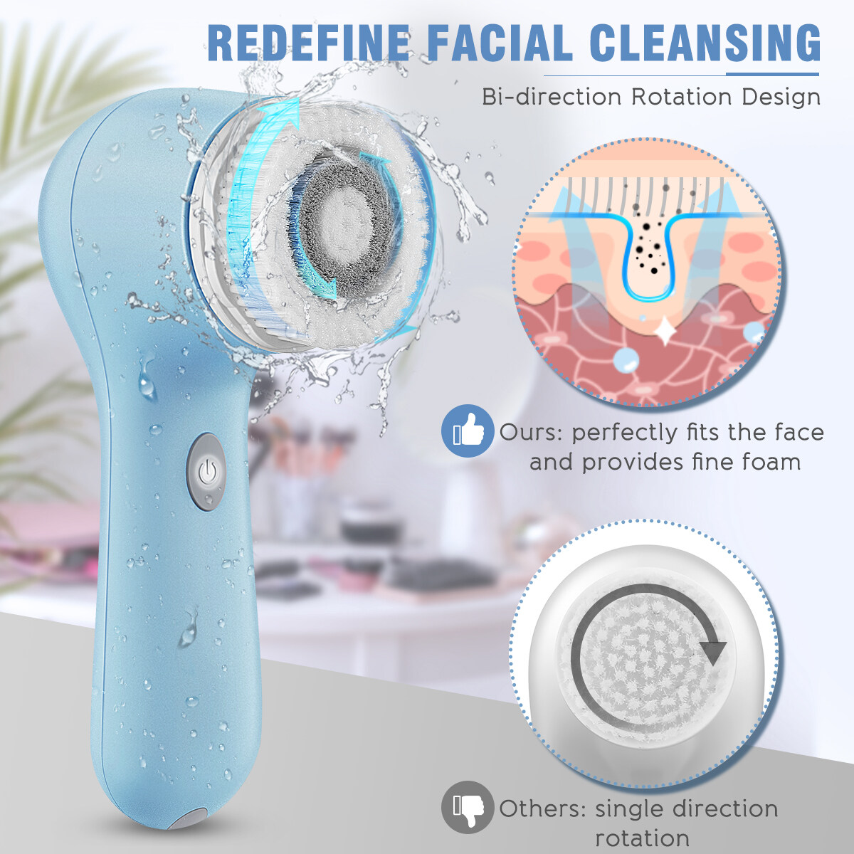 Facial Cleansing Brush Face Scrubber Electric Exfoliating Spin Brush