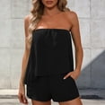 thumbnail image 2 of Two Piece Sets for Women,Women's Summer 2 Piece Outfits Sleeveless Asymmetrical Strapless Tube Top and Shorts Set Casual Loungewear, 2 of 6