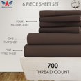 thumbnail image 2 of 6-PC Bedding Set- 100% Organic Cotton Bed Sheet Set 700 Thread Count, 12-Inch Deep Pocket - Chocolate, Twin, 2 of 7