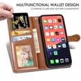thumbnail image 4 of Compatible with iPhone 13 Case and Cover, Allytech Wallet Money Pocket Card Slots Book Style Kickstand Magnetic Snap Removable Wrist Strap Protective Case for iPhone 13 2021, Brown, 4 of 5