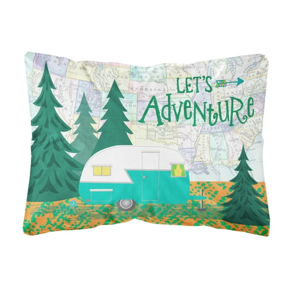 Carolines Treasures VHA3003PW1216 Lets Adventure Glamping Trailer Fabric Decorative Pillow 12H x16W multicolor