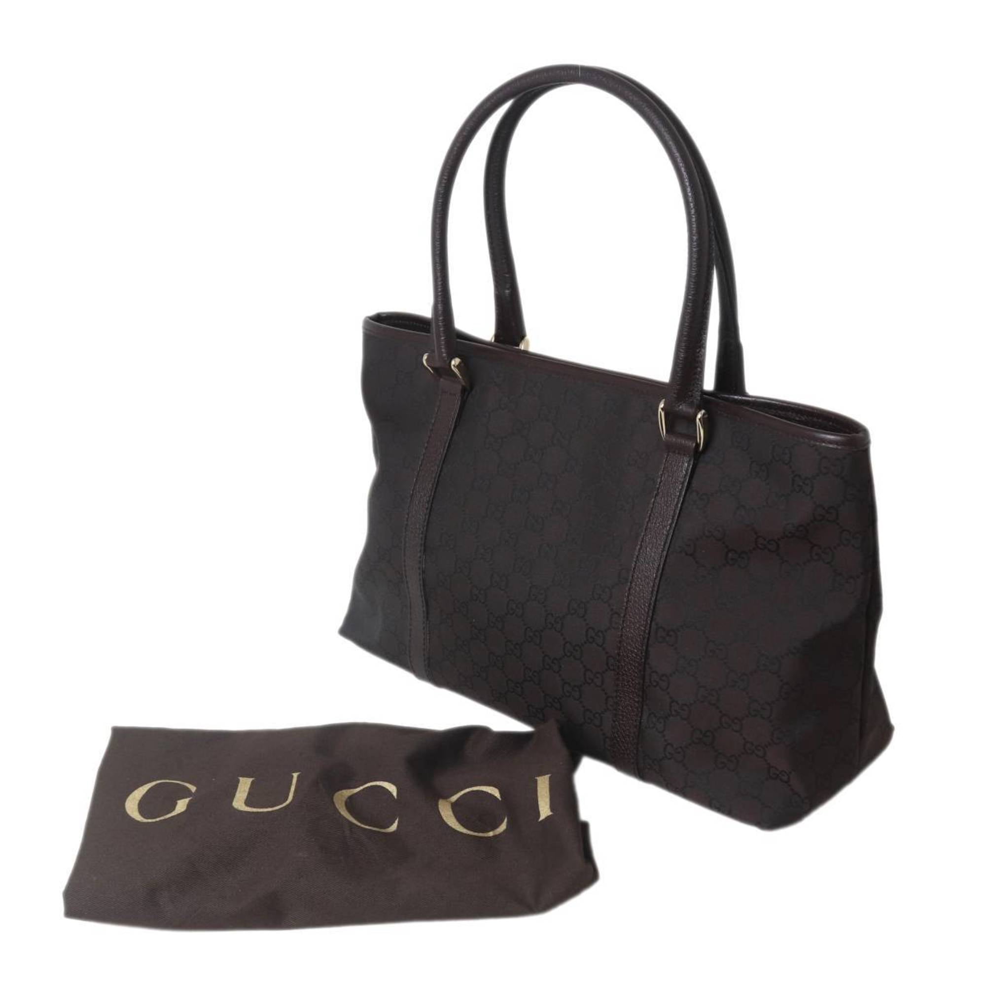 Pre-Owned GUCCI 106241 GG Canvas Tote Bag Leather Brown Women's