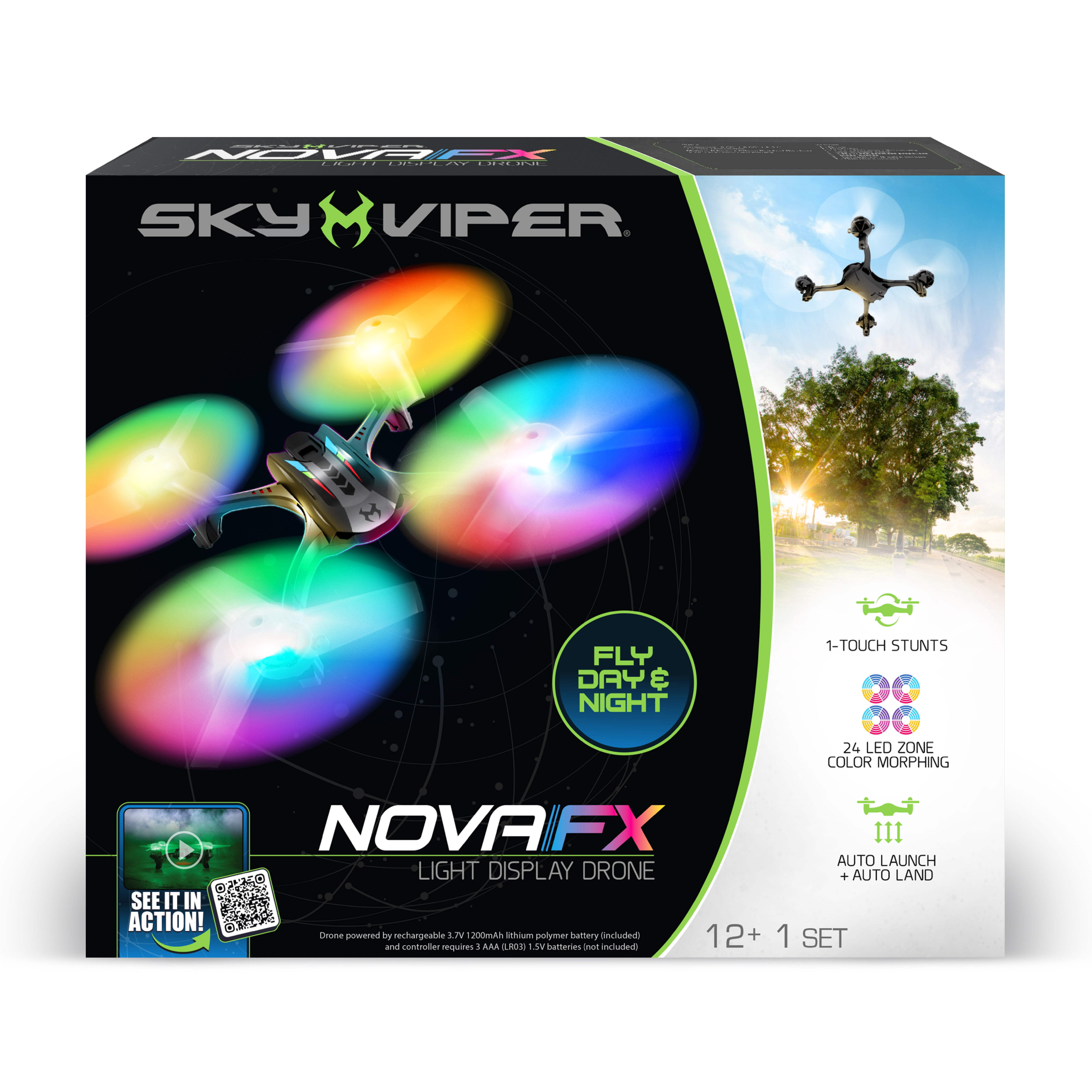 Sky Viper Nova Light FX Drone w/Charging Cable and Rechargeable Lipo Battery