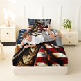 thumbnail image 4 of Manfei Motorcycle Silhouette Twin Sheets,Vintage American Flag Bedding,Blue Red White,3 Pieces,1 Fitted Sheet and 1 Pillowcase, 4 of 6