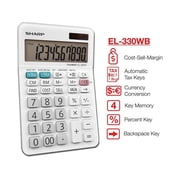 Sharp Calculators EL-330WB with LCD displays Professional Desktop Calculator, White