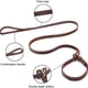 thumbnail image 5 of Greeniant Correa de cuero auténtico para perro, collar de lazo ajustable suave, correas deslizantes para mascotas, cadena P, correa de Suministros para perros  1.8*180 CM, 5 of 6